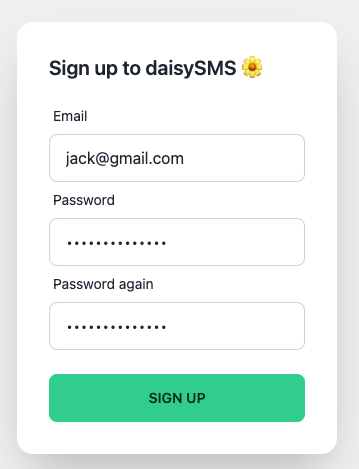 Sign up form